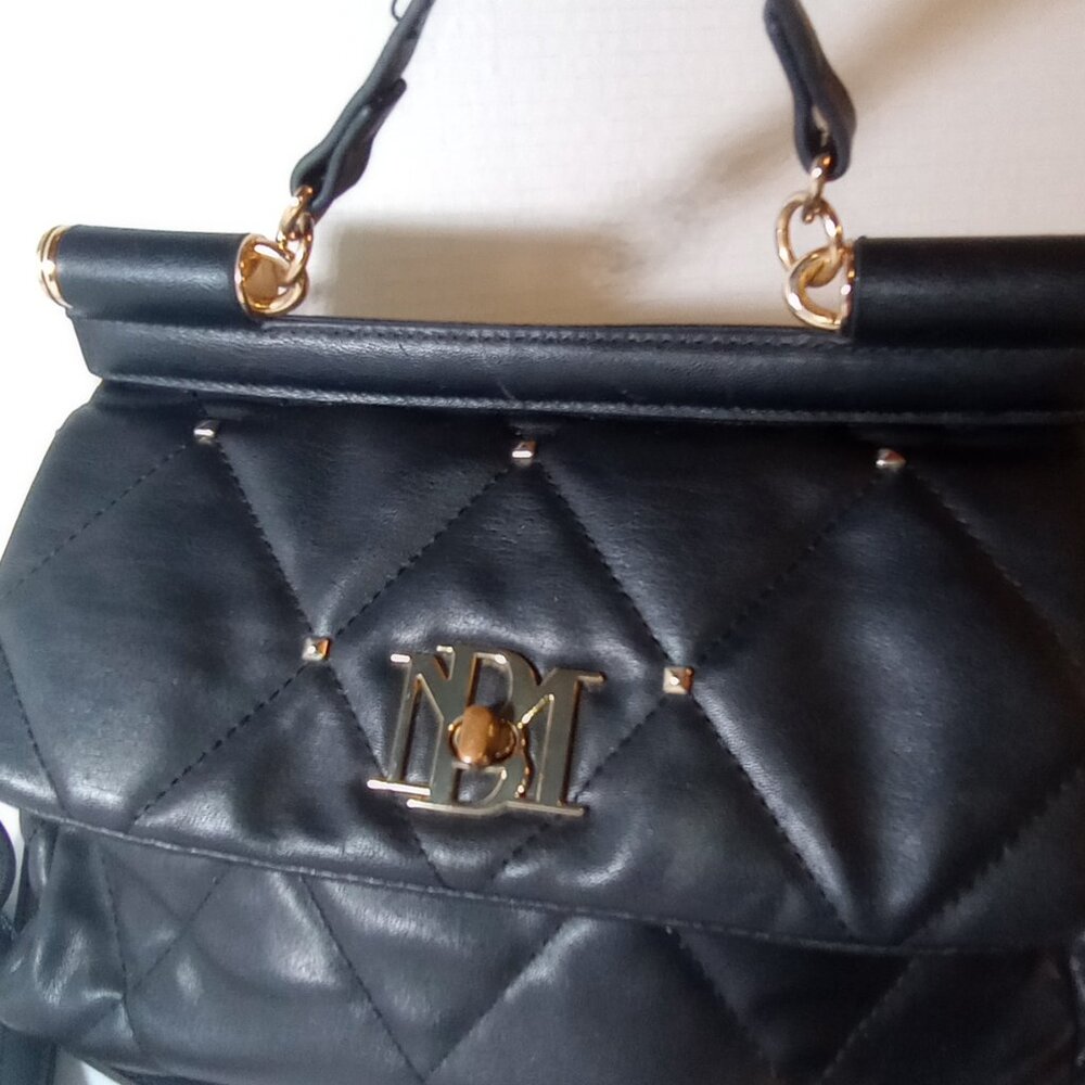 Badgley Mischka Diamond Quilted Studded Black Crossbody - Picture 7 of 16